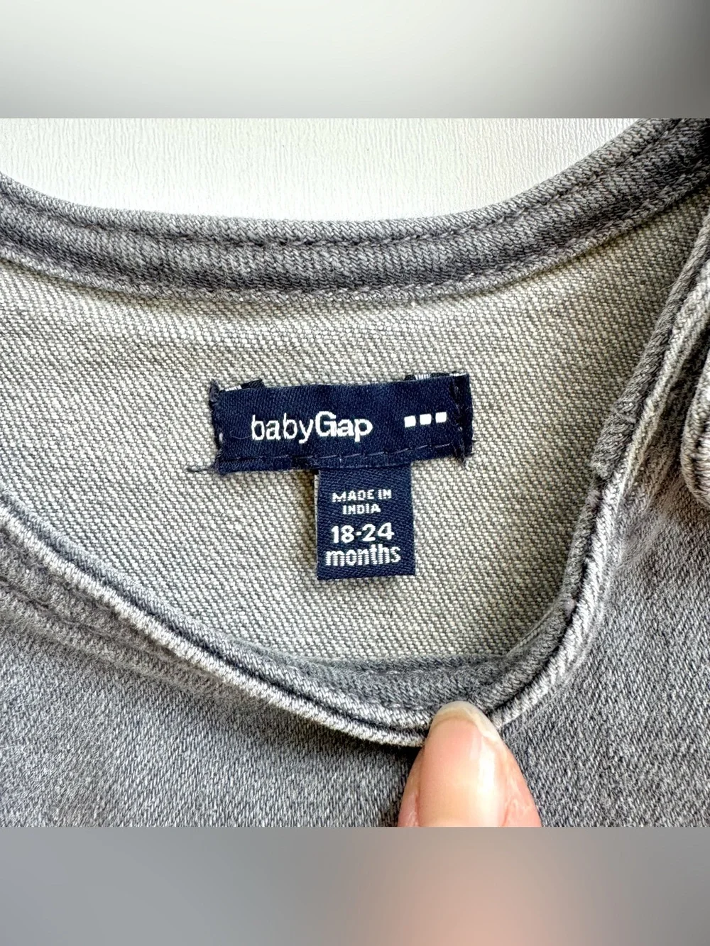 Gap Baby Gray Denim Overall Dress Girls Size 18-24 Month Ruffle